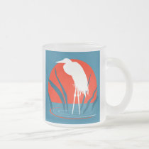 White Crane Frosted Glass Mug