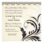 White, cream, black, wedding invitation invitations