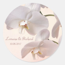 White - cream orchids Wedding Sticker