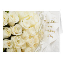White cream roses. Thank you Mother for my Wedding Cards