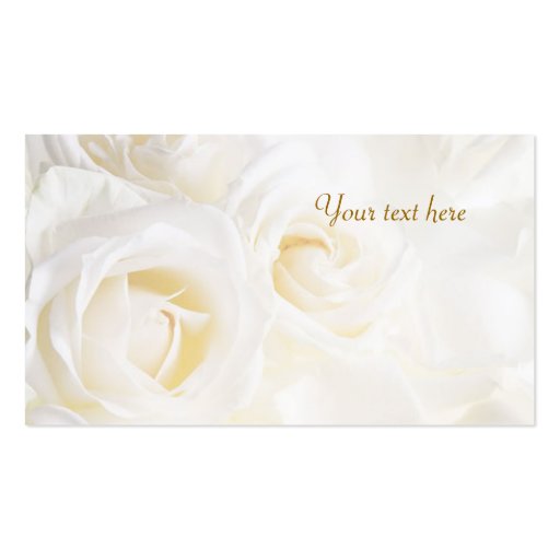 White cream Roses Wedding Gift/tag Business Card (back side)