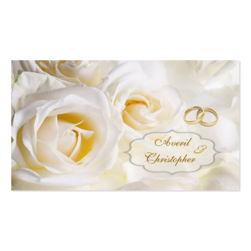 White cream Roses Wedding Gift/tag Business Card (front side)