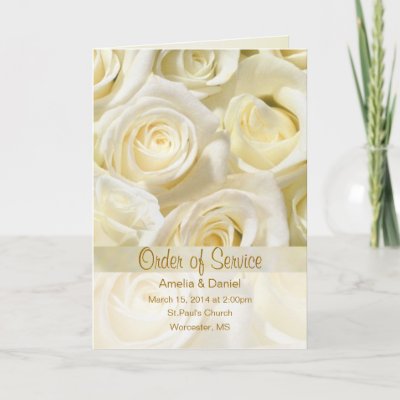 White cream roses Wedding program Invitation Cards by IrinaFraser