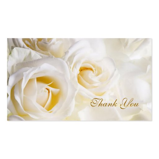 White cream Roses Wedding Thank you Business Card Template (front side)