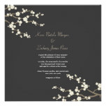 White Cream Sakura Cherry Blossoms Wedding Invite