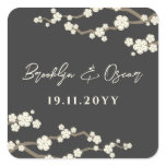 White Cream Sakura Cherry Blossoms Wedding Sticker stickers
