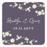 White Cream Sakura Cherry Blossoms Wedding Sticker stickers