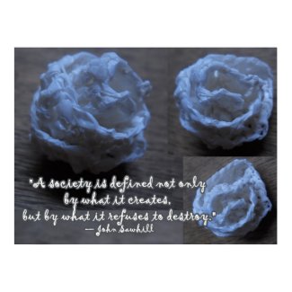 White Crochet Rose print