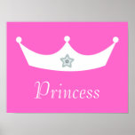 White Crown Pretty Pink Princess Customizable posters