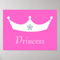 White Crown Pretty Pink Princess Customizable Posters