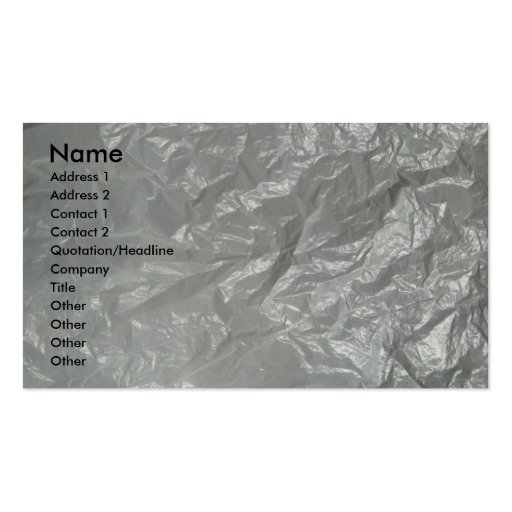 White crumpled plastic business card templates