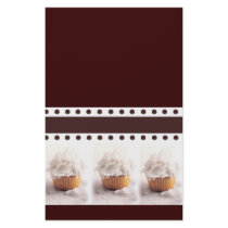 White Cupcakes on Brown Background Business Items stationery