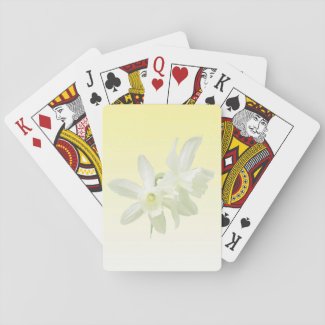 White Daffodil Flowers on Yellow Playing Cards