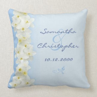 White daffodils anniversary pillow