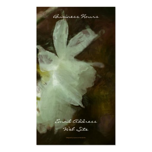 White Daffodils Floral Impressionist Painting Business Card (back side)