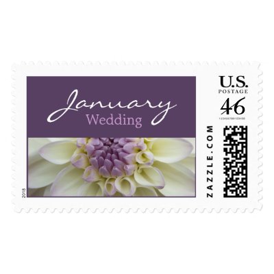 White Dahlia January Wedding Stamp