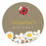 White Daisies and Ladybugs Favors Label Sticker