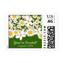 White Daisies and Ladybugs Invitation / RSVP / postage