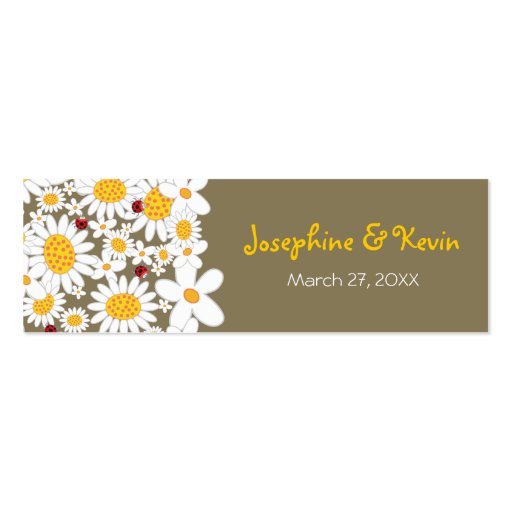 White Daisies Ladybugs Thank You Favors Gift Tag Business Card Templates (front side)