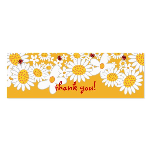 White Daisies Ladybugs Thank You Favors Gift Tag Business Card Templates (back side)