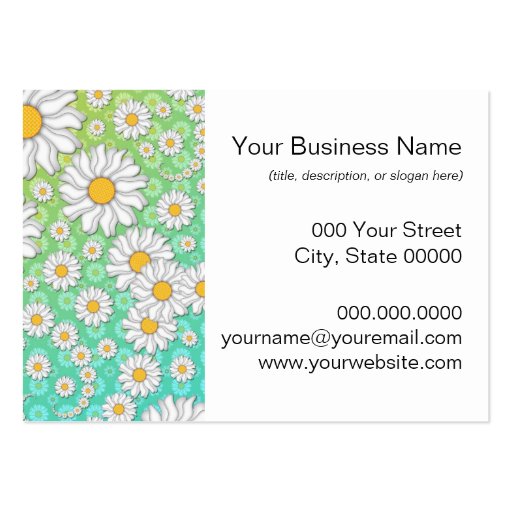 White Daisies on Blue Green Background Business Card (front side)