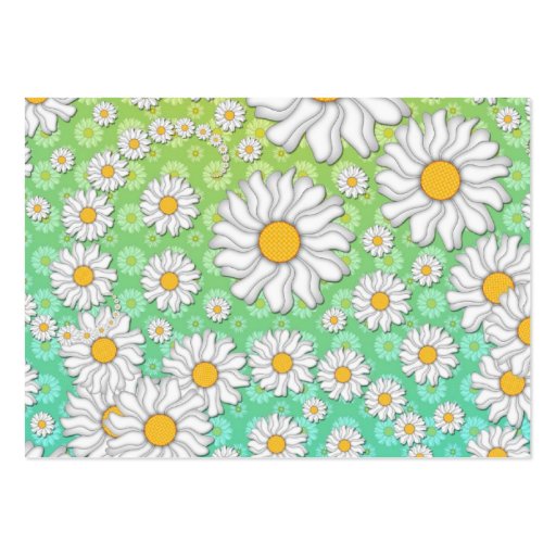 White Daisies on Blue Green Background Business Card (back side)