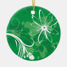 White Daisies on Green Ornaments