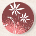 White Daisies on Pink and Red Drink Coaster