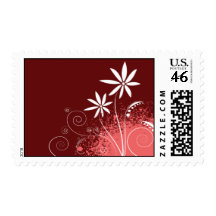 White Daisies on Pink and Red Stamps