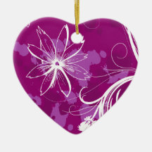 White Daisies on Purple Christmas Tree Ornaments