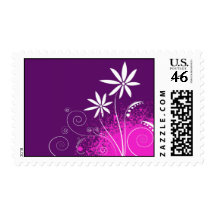 White Daisies on Purple Stamps