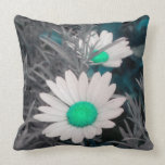 White Daisies (w/Aqua) Throw Pillow 2 sided american mojo pillows