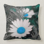 White Daisies (w/Blue) Throw Pillow *reversible* american mojo pillows