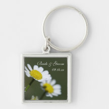 White Daisies Wedding Keychain