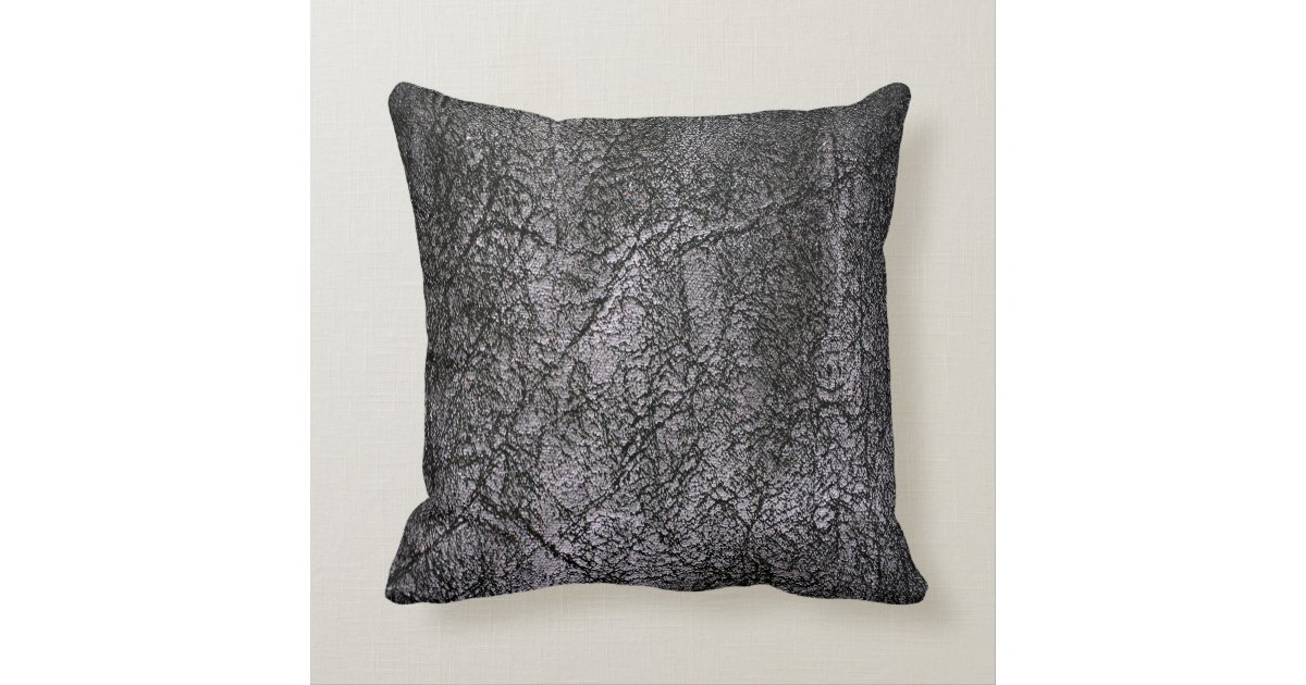 White Daisy Black Faux Leather Throw Floor Pillow Zazzle