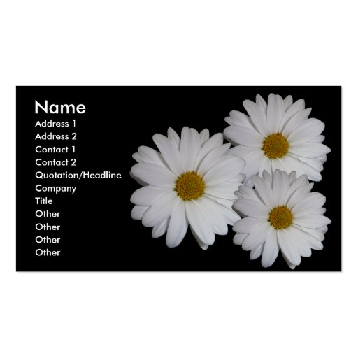 White daisy business card (front side)