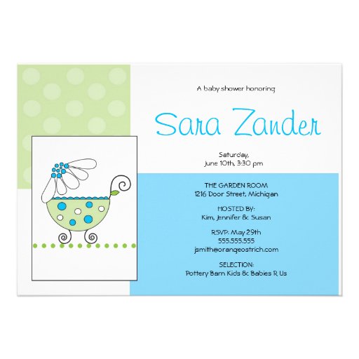 White Daisy Carriage Baby Shower Invitation