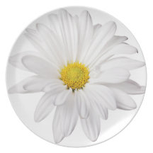 White Daisy Flower Background Customized Daisies Party Plate