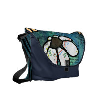 White Daisy on Blue Background - Collage messenger bags