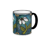 White Daisy on Blue Background - Collage Coffee Mug