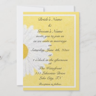 White Daisy on Yellow Wedding Invitation by sfcount Half of a large white 
