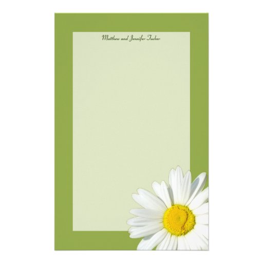 White Daisy Personalized Stationary Paper Stationery | Zazzle