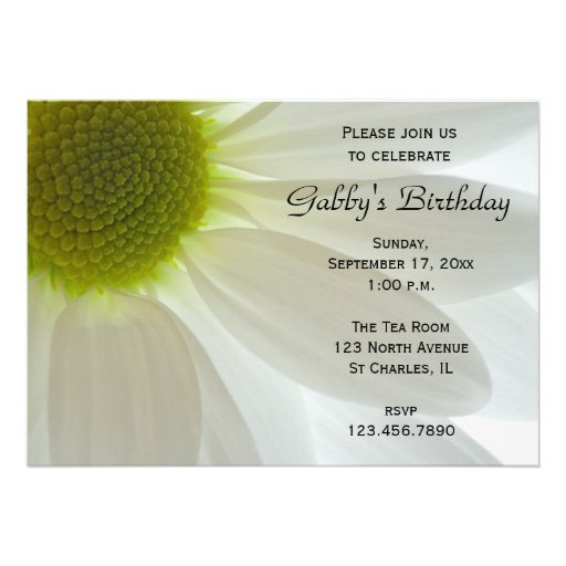White Daisy Petals Birthday Party Invitation