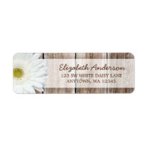 White Daisy Rustic Barn Wood Address Labels