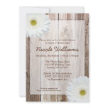 White Daisy Rustic Barn Wood Bridal Shower Invites