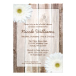 White Daisy Rustic Barn Wood Bridal Shower Invites