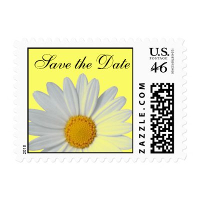 White Daisy Save the Date Postage
