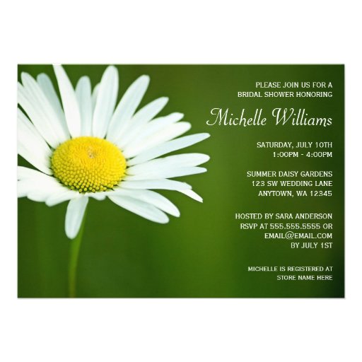 White Daisy Summer Bridal Shower Invitations