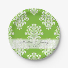White Damask Any Color Background 7 Inch Paper Plate