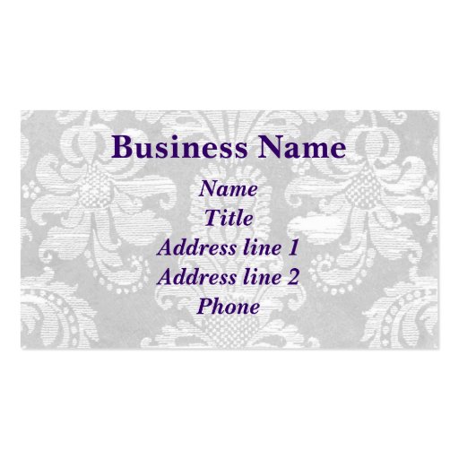 White Damask Business Card Template (back side)